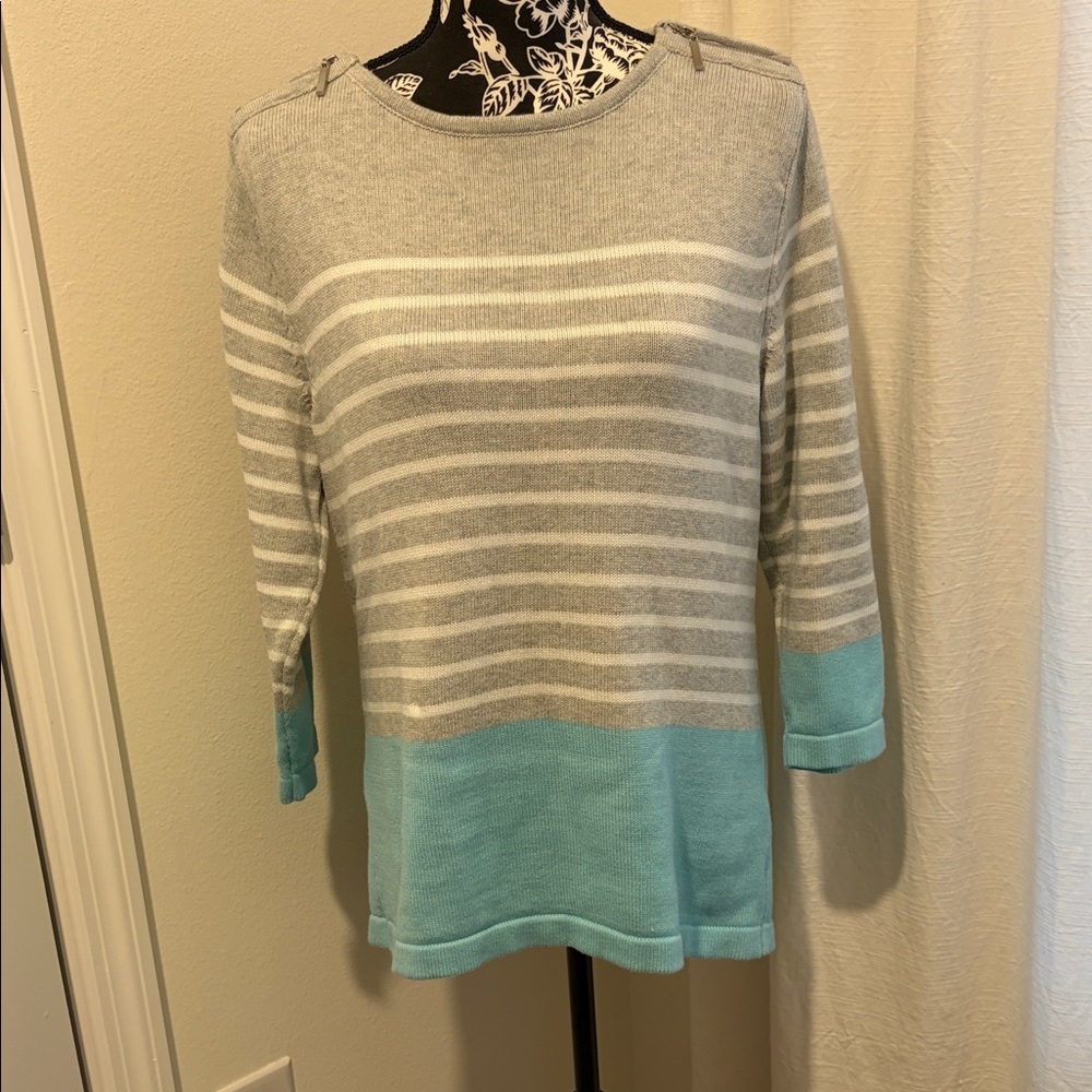 Karen Scott Light Gray Knit Cotton Sweater